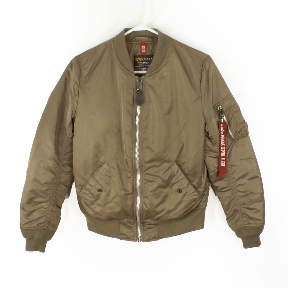Alpha Industries 1959 Full Zip Lace Up Back Detailing Khaki Green Bomber Jacket